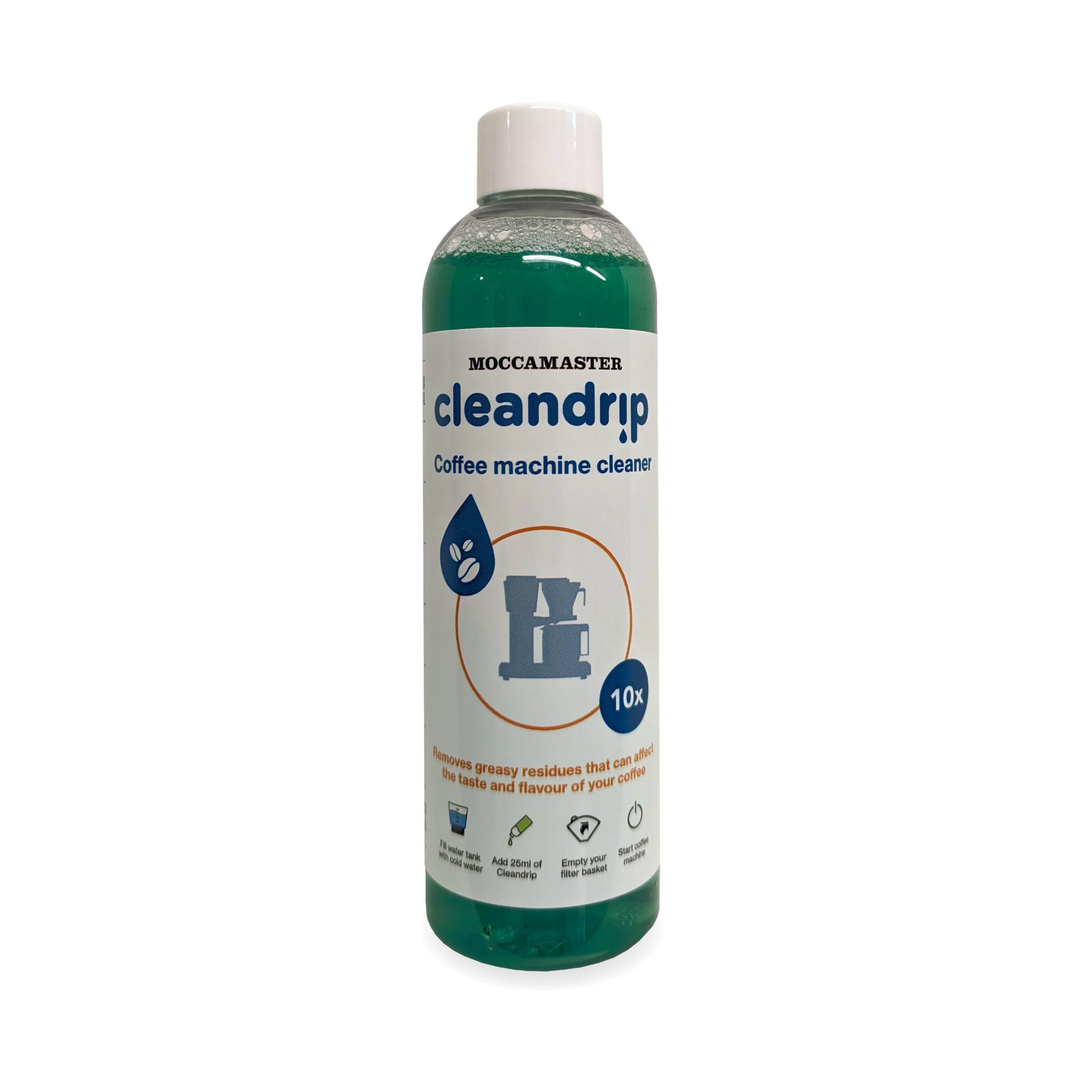 250-ml-Flasche mit Moccamaster Cleandrip Reinigungsmittel.