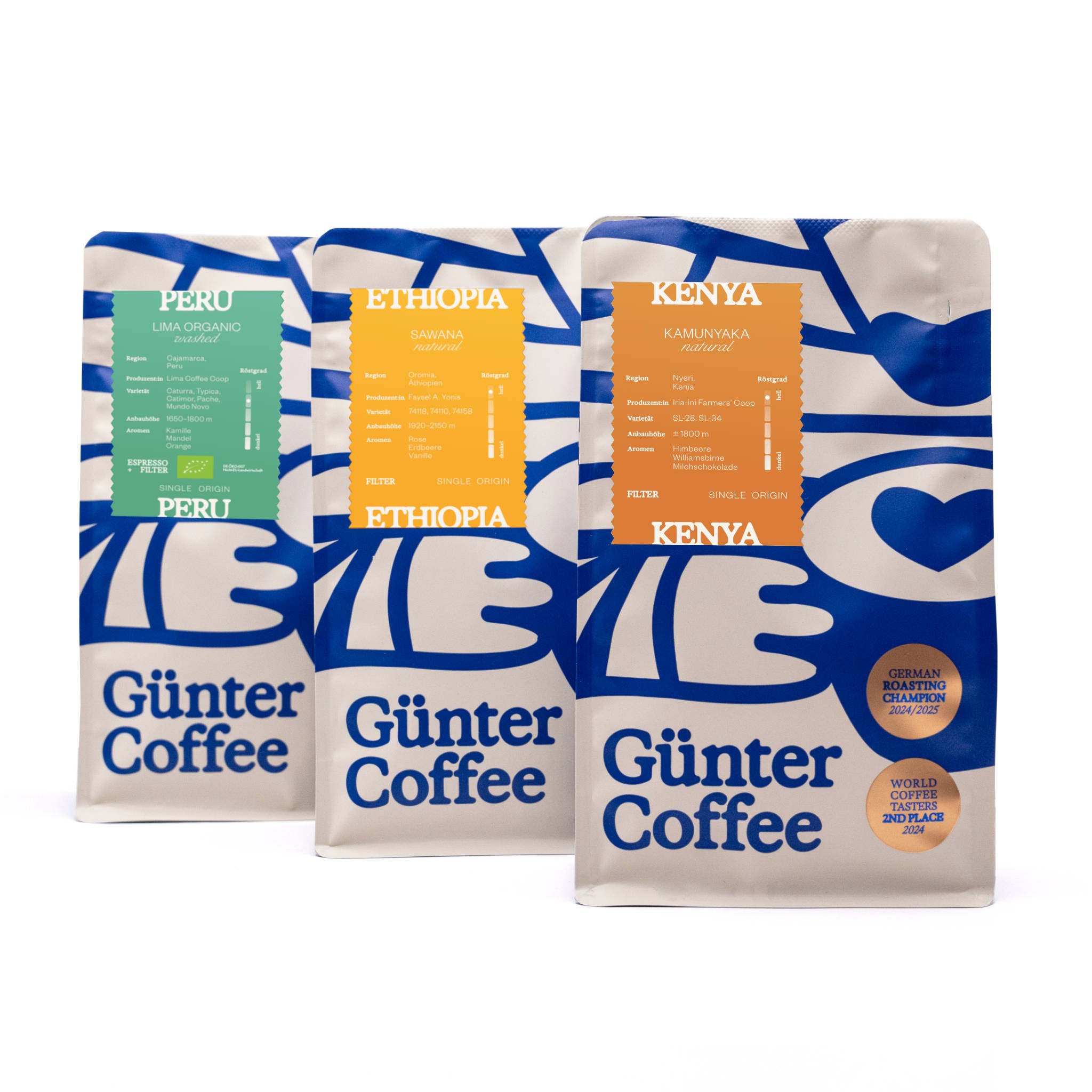 Filterkaffee Set 3 Kaffees Verpackungen