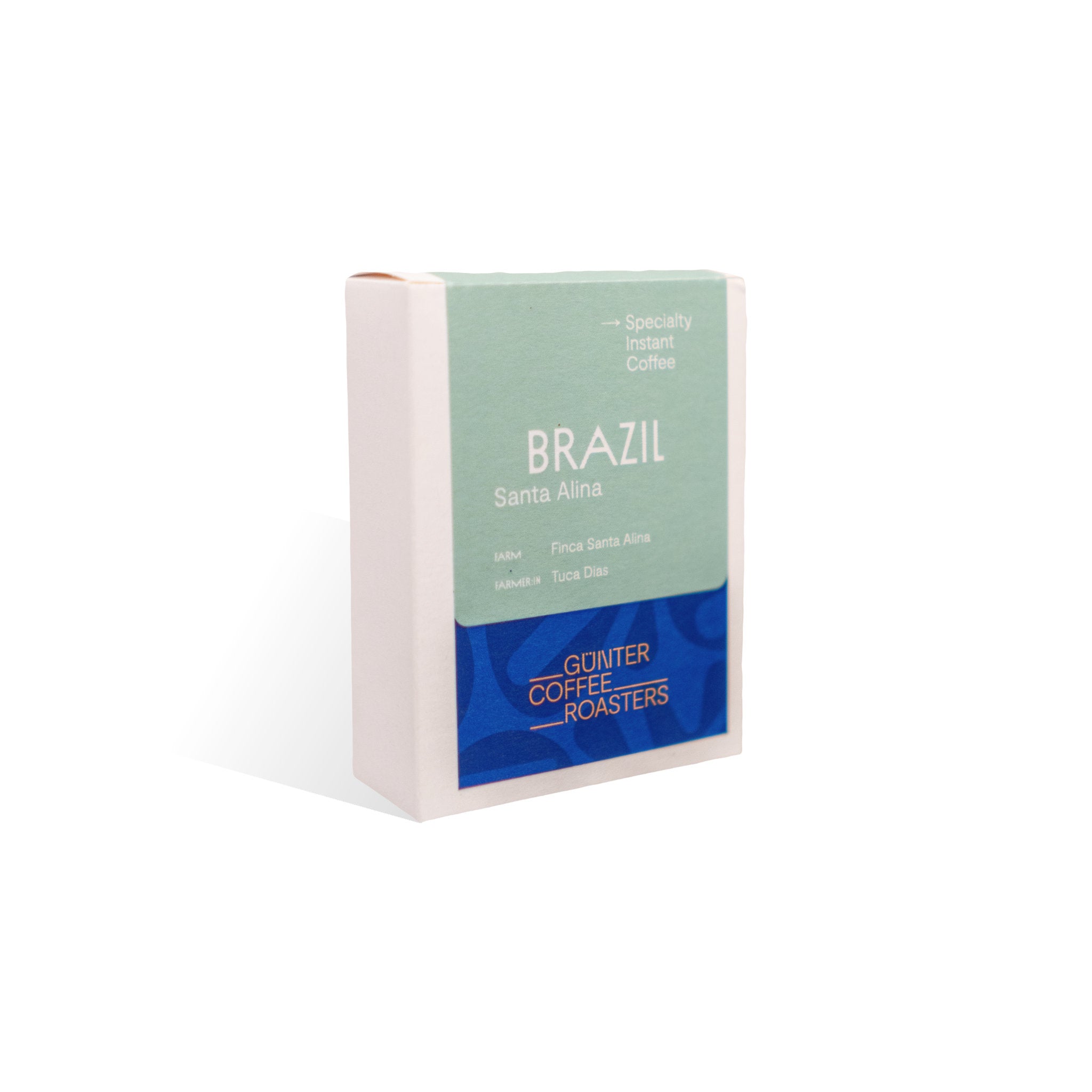 Instantkaffee Brazil Santa Alina. Produktverpackung mit fünf Portionen Kaffee.