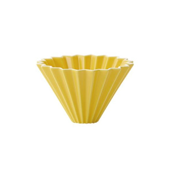 ORIGAMI Keramik Dripper in gelb.