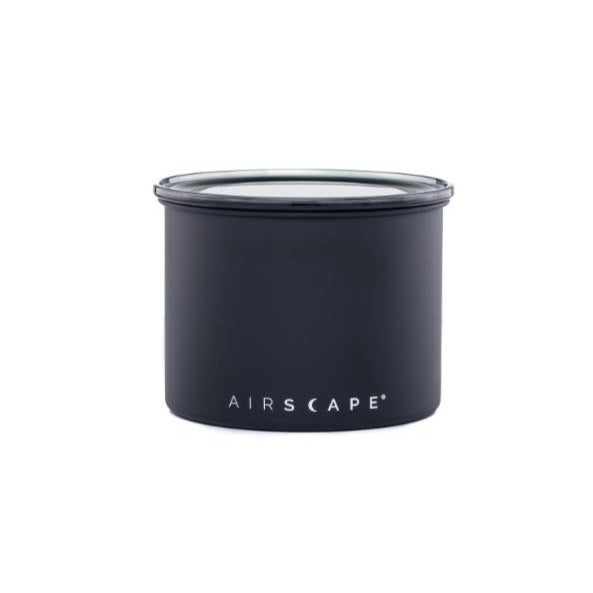 Airscape Aromadose in schwarz für 250 g Kaffee mit verschlossenem Deckel.